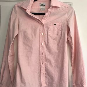 Lacoste size 34 women’s pink button down shirt